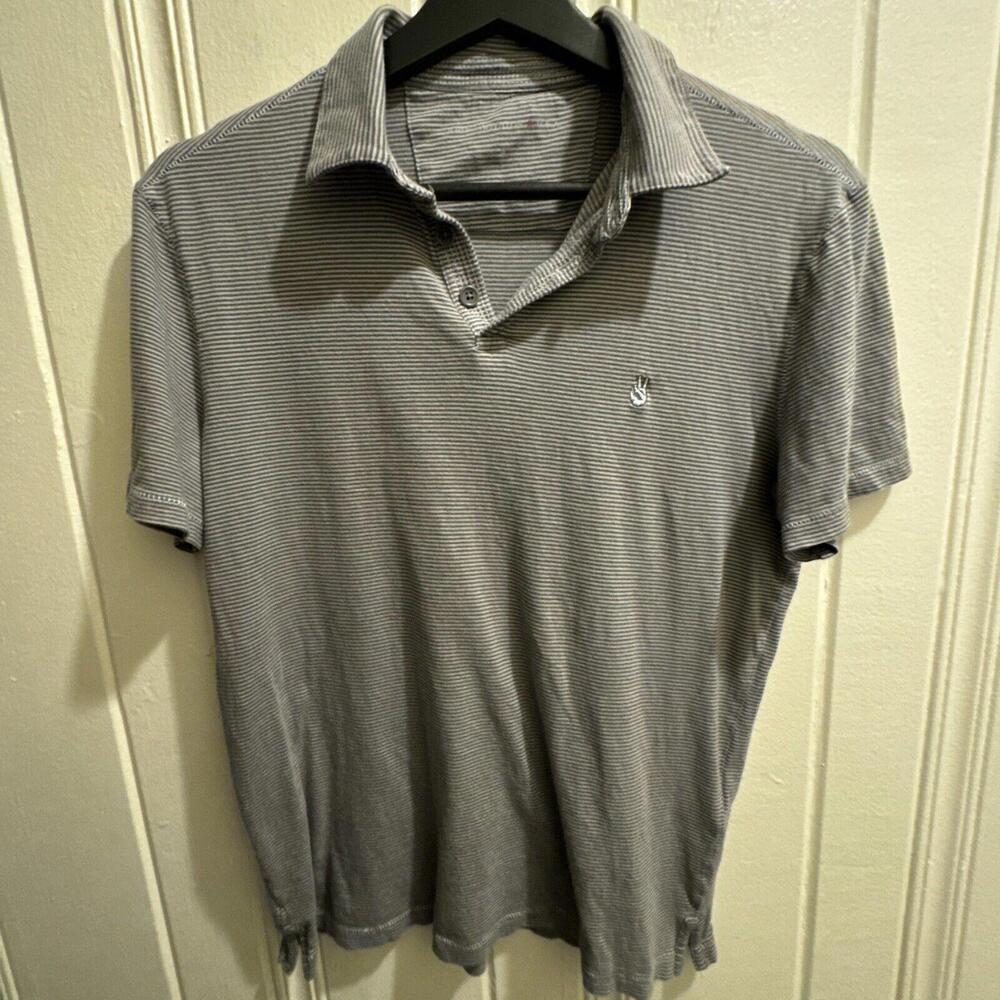 John Varvatos USA Peace Sign Soft Polo Shirt Mens Small Gray